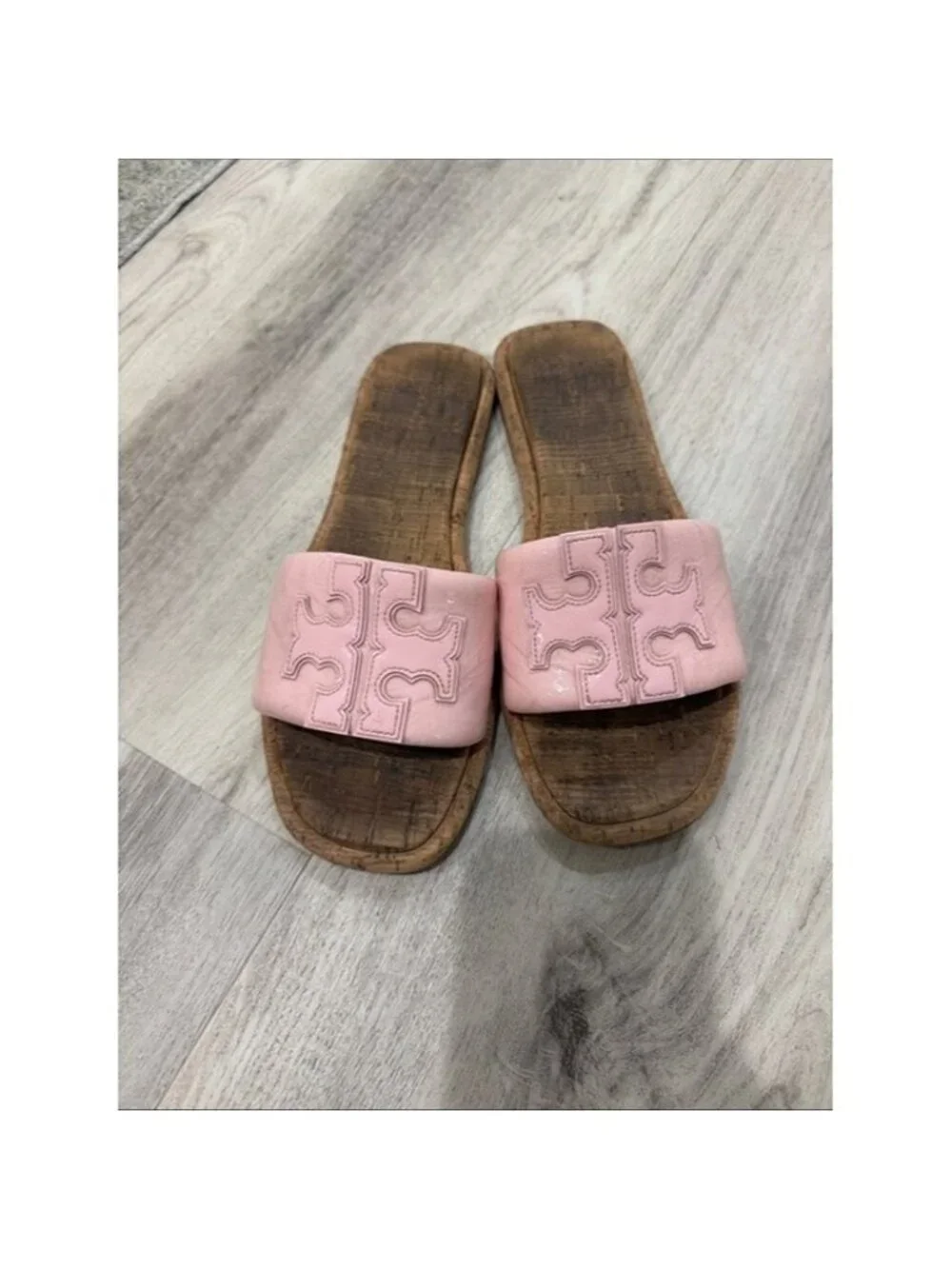 TORY BURCH DOUBLE T SPORT Pink Slide Sandals for Women SIZE 8.5